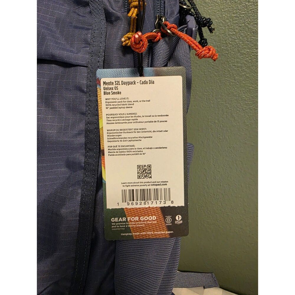 Cotopaxi Mente 32L Daypack Cada Día Blue Smoke Backpack Like New w Tags - Picture 3 of 9